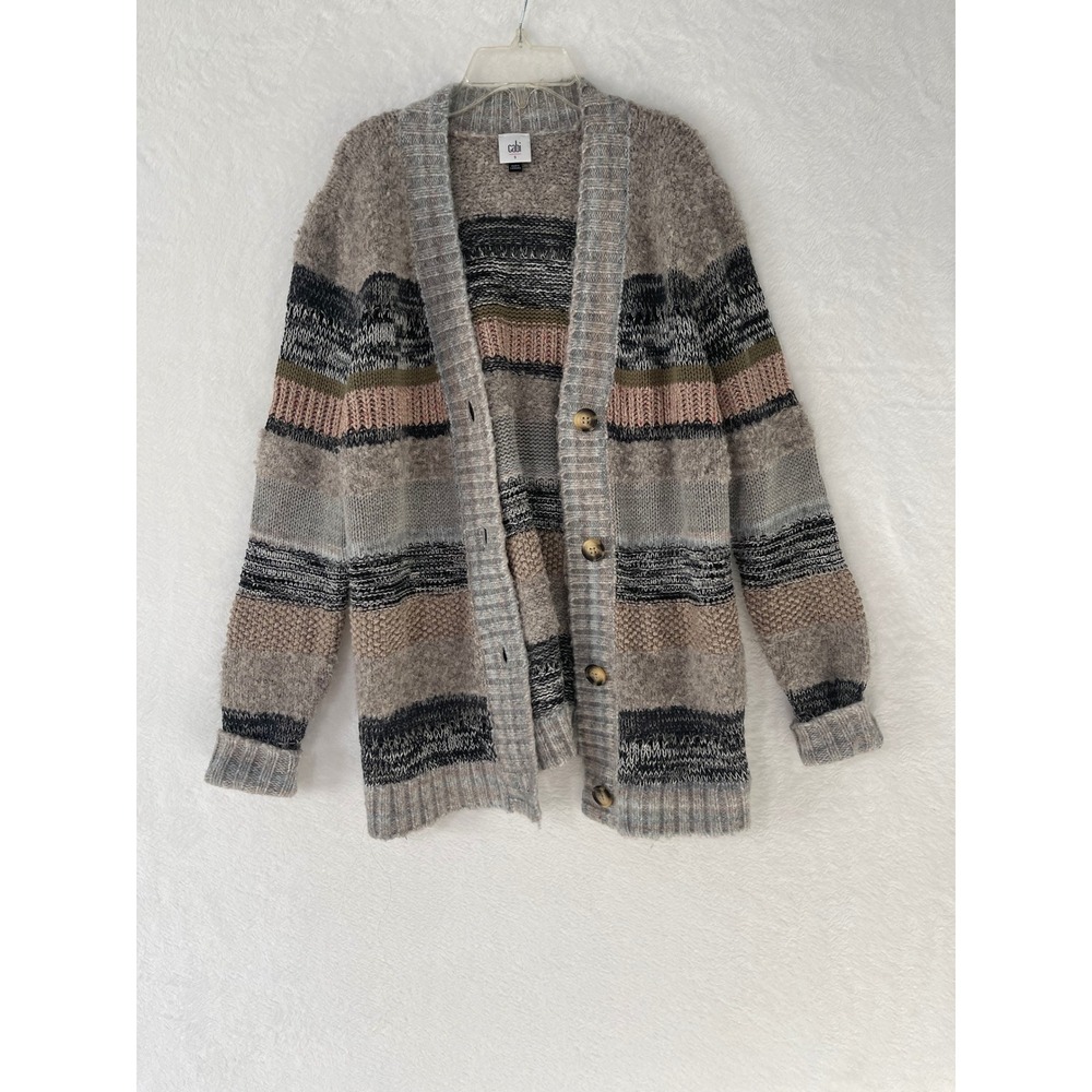 Cabi Womens Small Cardigan Sweater Textured Striped Chunky Knit Granola Girl - Picture 2 of 7